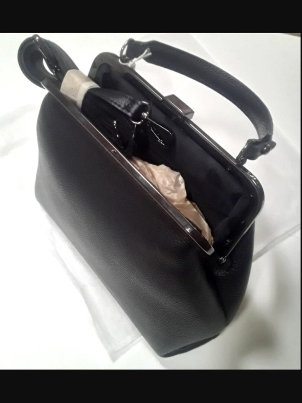 MADE IN ITALY Leather black purse crossbody, handbag, vintage look BRAND NEW